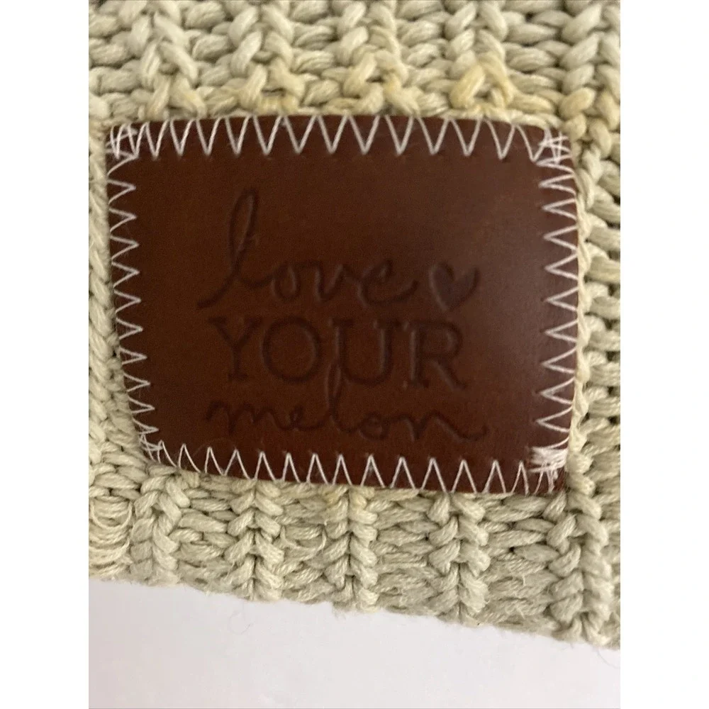 Love Your Melon Womens One Size Hat Ivory Cotton Knit Beanie USA Made